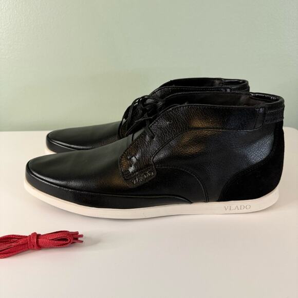 Vlado‎ Men\'s Black Chukka Genuine Leather Lace Up Ankle Boots Size 12 NIB main image 4